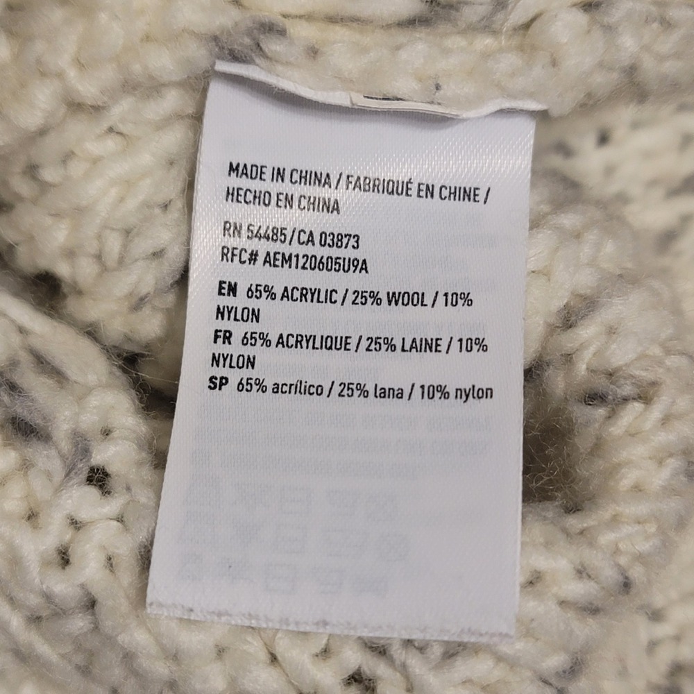 American Eagle Cable Knit Sweater Dress Cream Gray Marled Wool Blend XS Mini - Picture 7 of 7